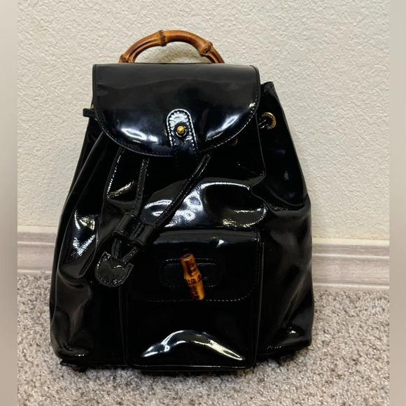 Vintage Gucci Bamboo Handle  Backpack Purse - Picture 1 of 16